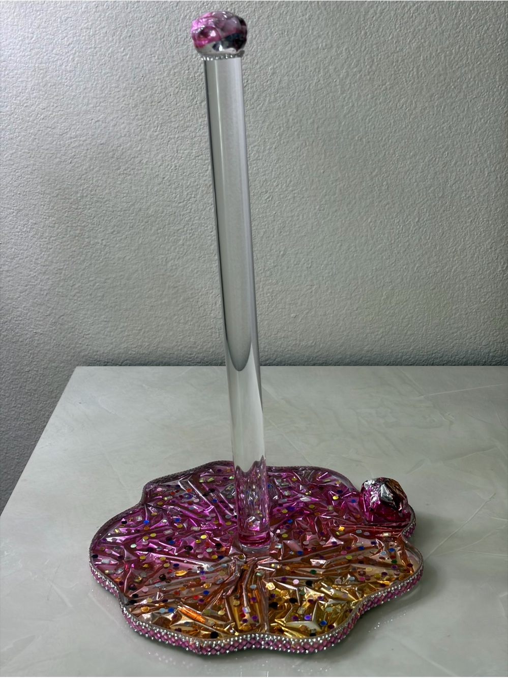 Ombre Pink and Gold Resin Paper Towel Stand